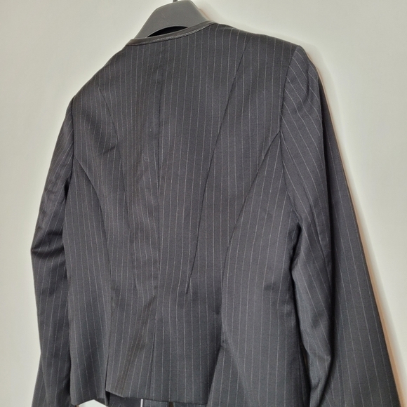 WHBM Single Button Pinstriped Leather Accent Blazer - Picture 10 of 14